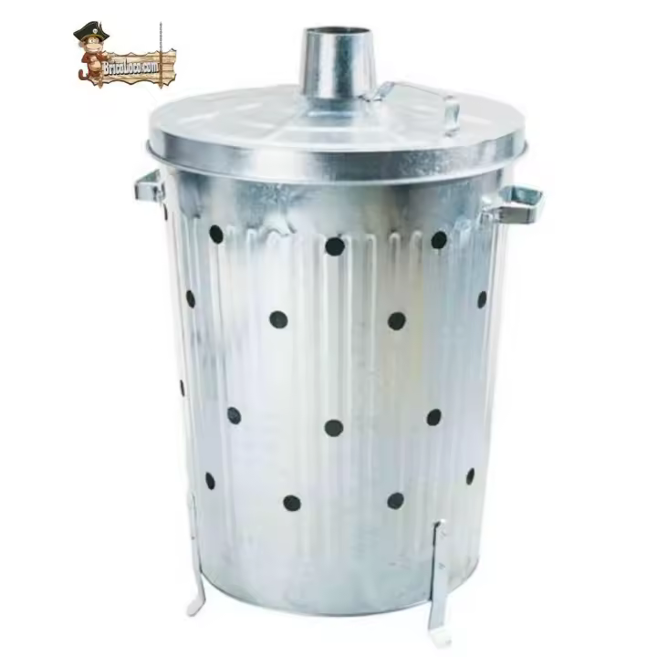 bricoloco.com Bricoloco.com Cubo incinerador jardín 75 litros para hojas, desechos y residuos. Con tapa, asas y patas. Cubos - 1