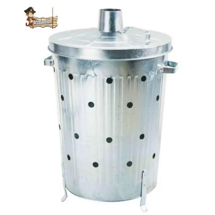 bricoloco.com Bricoloco.com Cubo incinerador jardín 75 litros para hojas, desechos y residuos. Con tapa, asas y patas. Cubos - 1