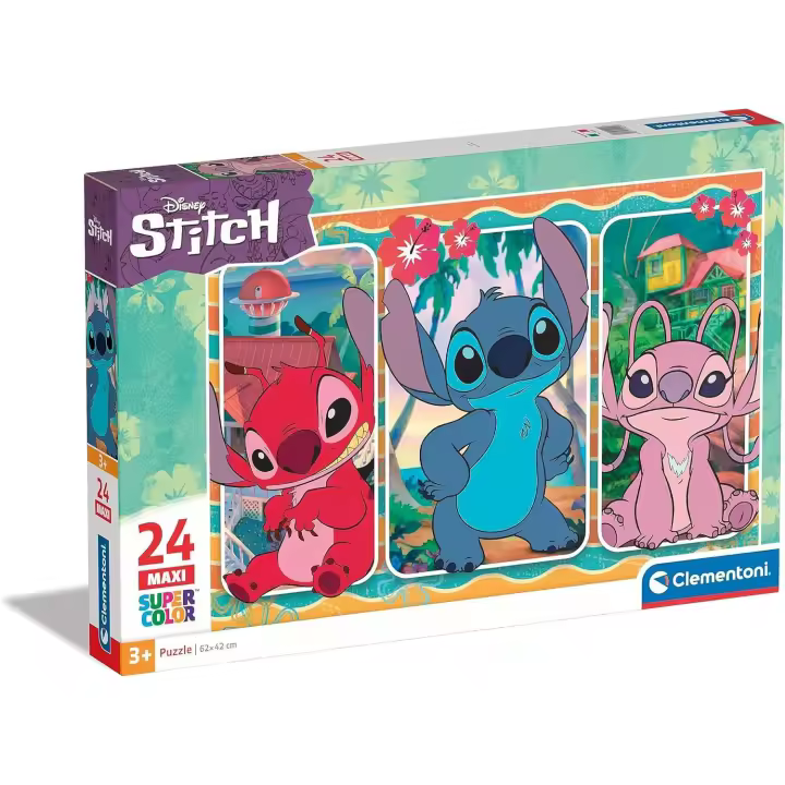 Clementoni- 24 Maxi Disney Stitch Juego Educativo, Multicolor (24029.6) - 1