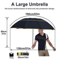 Paraguas de golf extragrande de 130 cm, plegable, a prueba de tormentas, a prueba de Viento, impermeable, cubierta de Paraguas de Doble Capa - details 1