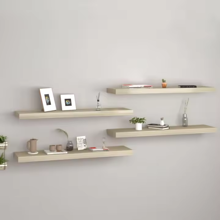 Estantes flotantes de pared 4 uds MDF roble 90x23,5x3,8 cm - 1