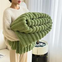 Manta Polar 150*200cm (verde, negro y gris) Mantas cálidas de Felpa de Conejo Artificial para Camas, Manta para lanzar sofá de Lana de Coral Blando, Sábana Gruesa cómoda para otoño, Nuevo - details 3
