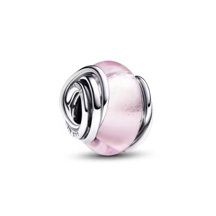 Charm de Cristal de Murano Rosa Envuelto - 1