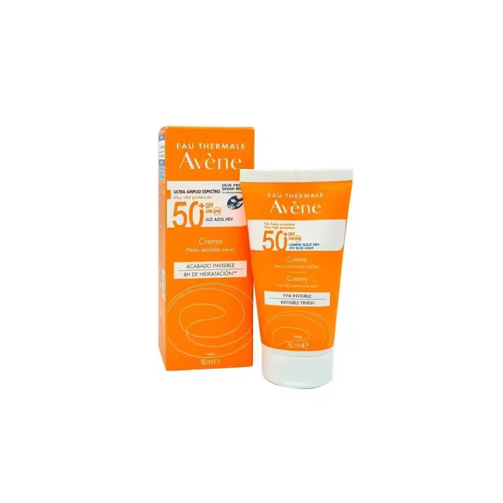 Avène Protector Solar Facial Toque Seco SPF50+ crema acabado invisible  50ml - Textura Ligera y Tacto Seco - 1