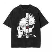 Camiseta Harajuku Japón Anime Streetwear Gráfico Algodón Verano Manga Corta Impresión Jujutsu Kaisen Vintage Lavada Para Hombre - details 7