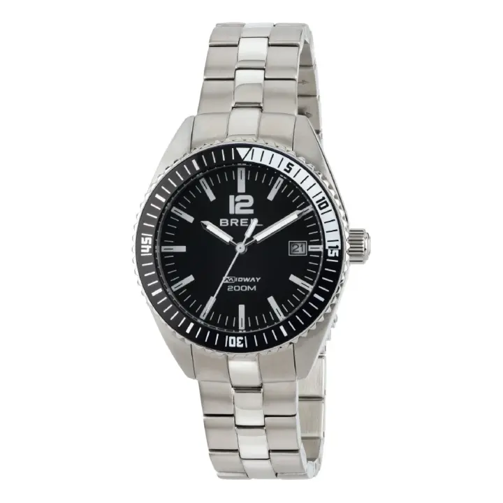 Reloj BREIL UNISEX MIdway Exphere MONO-NEGRA Movimiento SOLO TIME - 3 CUARZOS LANCETTE y PULSERA DE ACERO PLATEADO TW1696 - 1