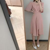 Vestido REALEFT Para Mujer Verano Otoño Manga Acolchada V-Neck Cinturón Frontal Cruzado Elegante Casual A-Line Midi Para Oficina - details 18