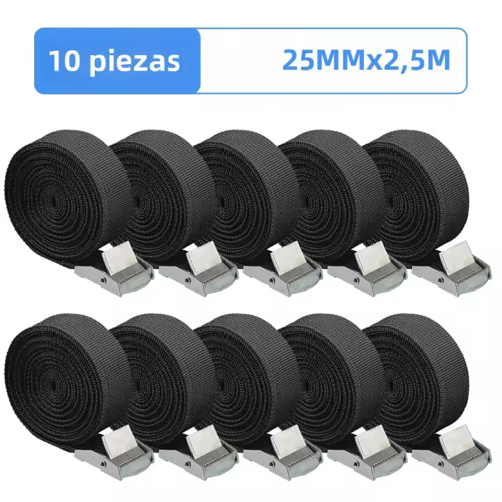 10PCS Cinturones De Tensión Reutilizables Con Hebilla Ajustable De Aluminio Antirroto Cinta De Amarre Para Seguridad Y Transporte - 1