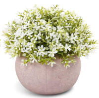 Flores Artificiales,Flor Falsa,Plantas de Flores Artificiales, Set de 4 Plantas Artificiales with Césped Verde en Macetas Grises, Plantas de Plástico Decorativas, oficinas y exteriores - details 5