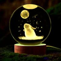 1pc Bola De Cristal Lunar Con Zorro 3D Carpado Base De Madera Decoración Para El Hogar Y La Oficina Regalo De Cumpleaños Día De San Valentín Día De La Madre - details 3