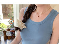 Top Corto De Verano Para Mujer Sin Mangas En Estilo Casual Suéter De Encaje Con Ribbing Solido Camiseta De O-Neck Moda Urban Streetwear - details 28