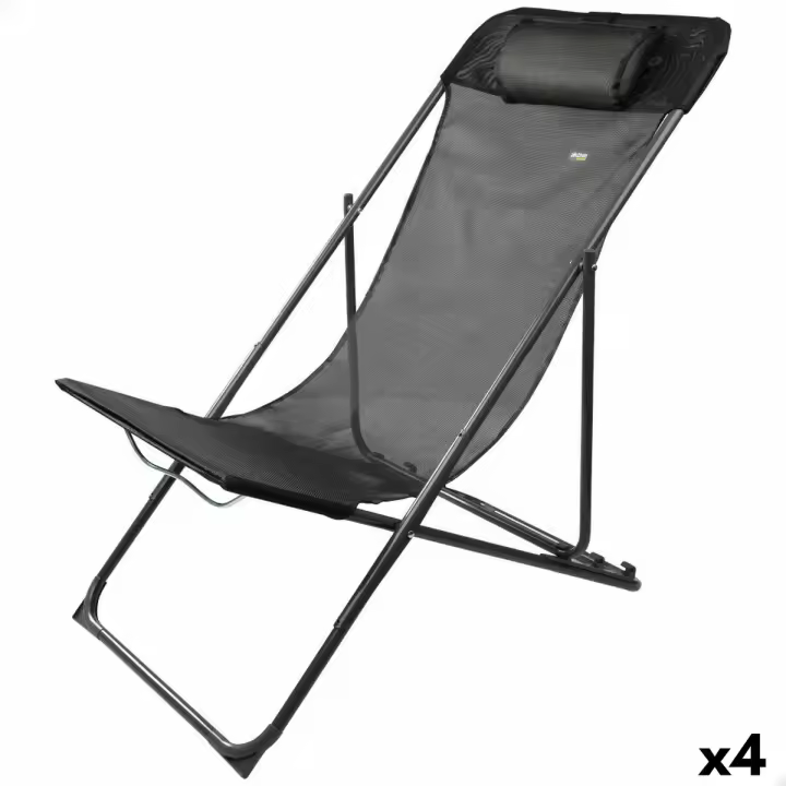 Tumbona reclinable Aktive Negro 53 x 87 x 78 cm (4 Unidades) - 1