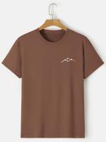 Camiseta De Verano Para Hombre 100% Algodón Deportiva Casual Con Patrón De Montaña Grande Cuello Redondo Manga Corta Transpirable Y Cómoda - details 6