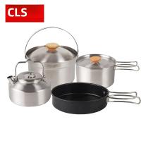 Nuevo Set De 4 Piezas De Olla De Acero Inoxidable Para Exteriores Conjunto De Cocina Familiar Portátil Para Picnic Y Camping Con Sopa Frito Al Vapor - details 4