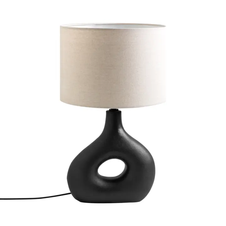 Ledkia Lámpara de Mesa Cerámica Idala Artesanal Única para Decoración Boho Chic con Protección IP20 - 1