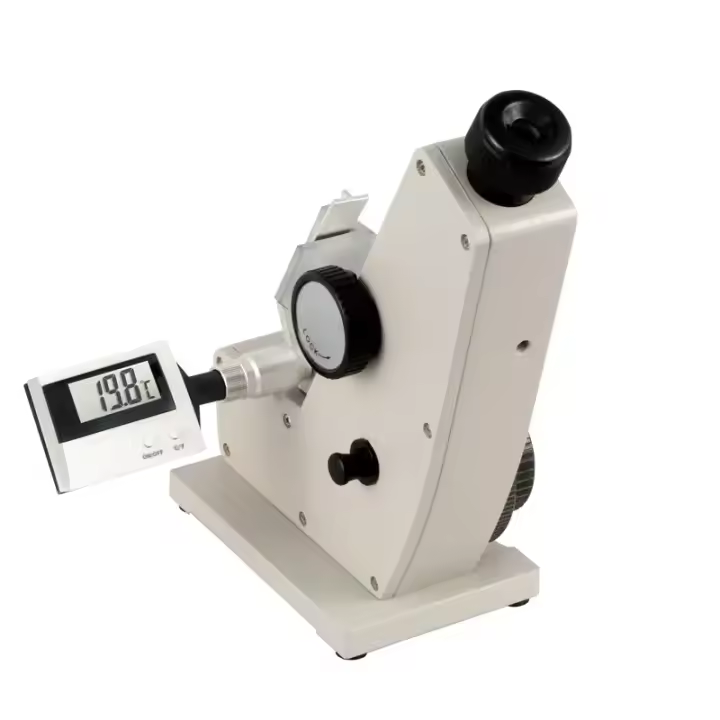 PCE Instruments Refractómetro Abbe para medir con precisión el índice de refracción y el contenido de azúcar / termómetro incluido / posibilidad de termorregulación del soporte del prisma / para el análisis de sustancias grasas, pinturas, PCE-ABBE-REF2 - 1