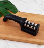 Afilador de cuchillos afilado manual profesional de 3 etapas para cuchillos de cocina, Utensilio para afilar cuchillos Negro y plata, Afiador de Facas de Cozinha - - details 0
