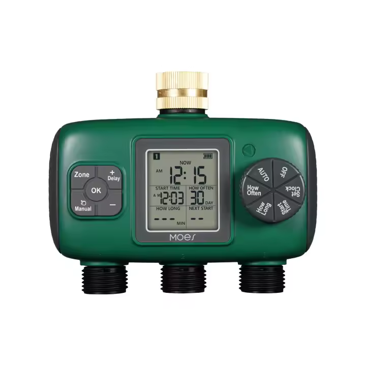 MOES Timer De Riego Automático 3 Salidas Con Inlet De Latón IPX5 Impermeable Pantalla LCD Botón De Giro Para Jardín Aspersor - 1