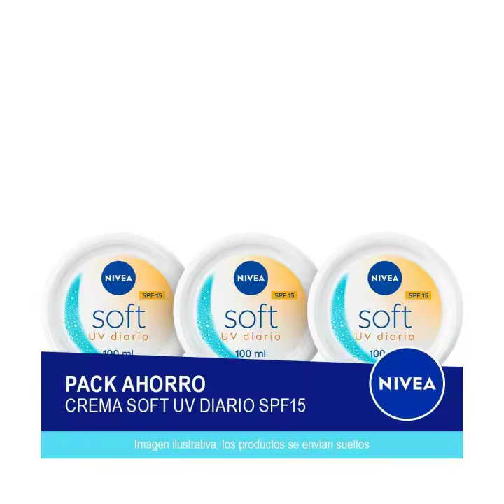 NIVEA Soft Crema Hidratante Multiuso UV diario SPF15 100ml - Pack ahorro de 3 unidades - 1