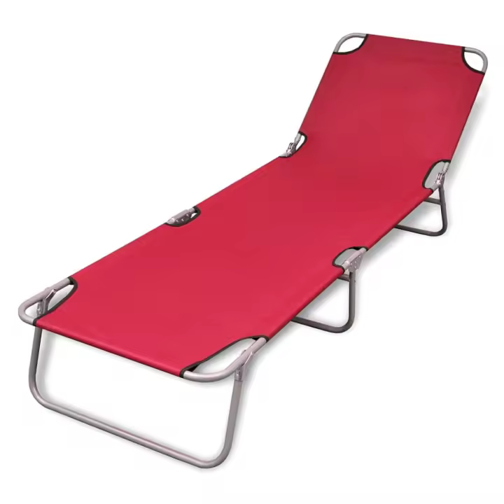 Tumbona plegable de acero con recubrimiento polvo rojo - 1