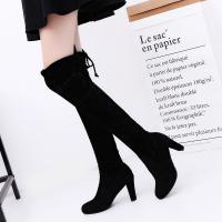 Botines Largos Hasta La Rodilla Para Mujer Con Peluche Y Veludo Botas De Invierno Con Cordones Suela De Goma Material De Suela De Cuero De Vaca - details 1