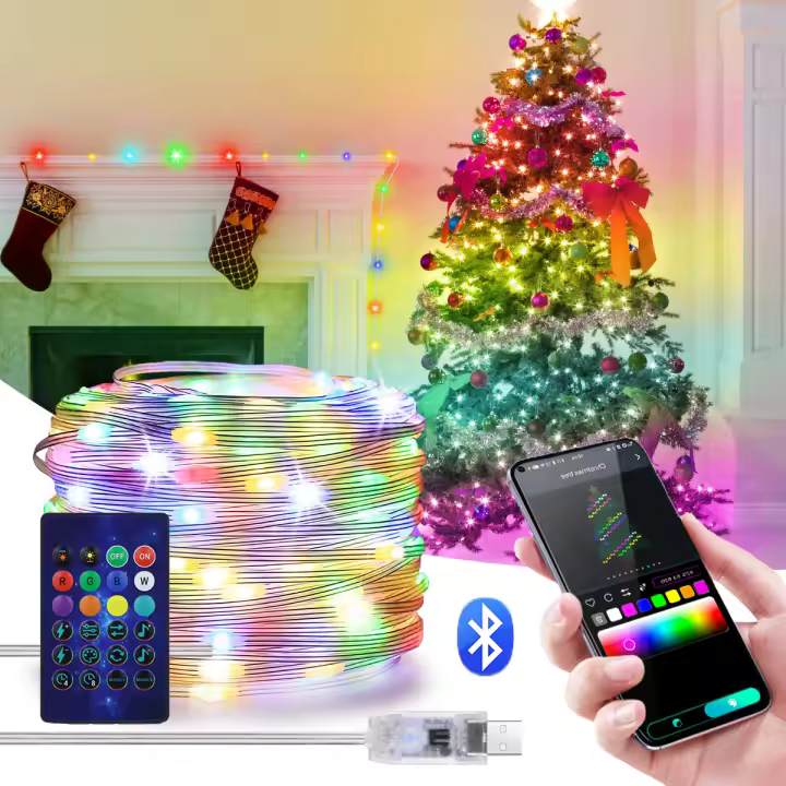 Guirnalda De Luces LED RGBIC WS2812B Controlable Por Bluetooth USB Para Decoración De Hogar Boda Fiesta Ambiente Cálido - 1