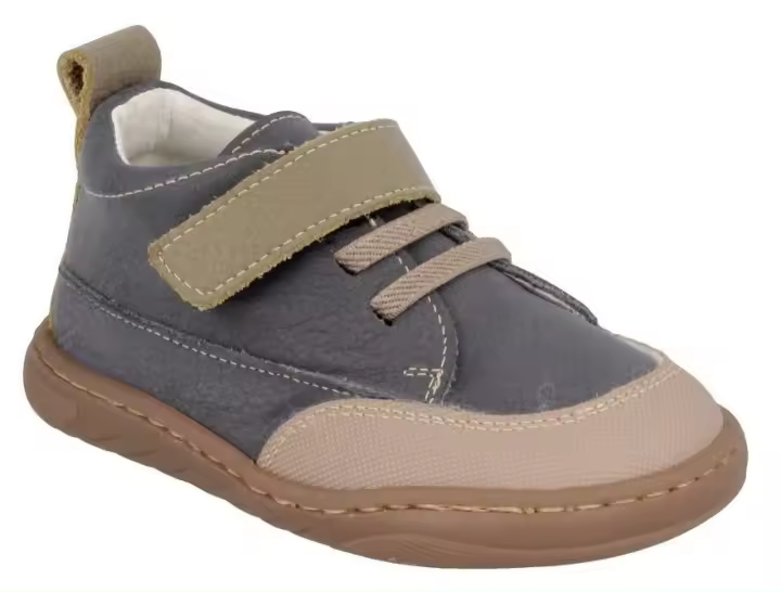 Zapatos niño Andanines barefoot color lava azul navy y verde salvia calzado respetuoso de Andanines de piel de nobuk con cierre de tira adherente y elasticos sneakers sport muy comodas - 1