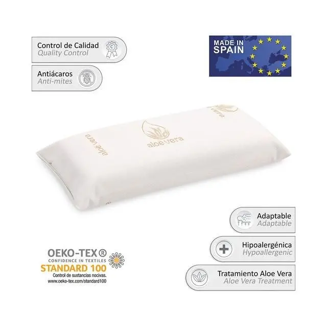 Almohada copos  viscoelástica antialérgica con aloe vera 70 cmx90cmx135cmx150cm - 1