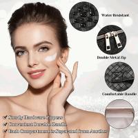 Banner - Bolsa de Cosméticos de Gran Capacidad en PU - Neceser de Maquillaje Portátil con Asa y Cremallera para Viajes y Baño - Negro