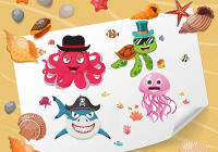 Pegatinas De Caras Zoo Mar Dinosauro 12/24 Hojas Juego DIY De Puzle Artístico Para Fiestas Regalo De Fiestas Y Escuela - details 7