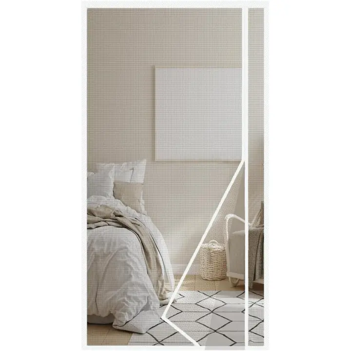 Mosquitera Magnética Fibra de Vidrio 110x210cm, Blanco Apertura Lateral Reforzada Cortina para Puerta Exterior, Duradera Mosquitera Ventana Magnética con Autocierre para Cocina Dormitorio Patio - 1