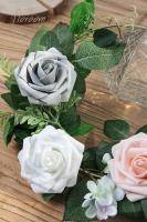 Flores Artificiales, 25 Rosas Falsas de espuma de color Marfil de aspecto real con Tallos - details 4