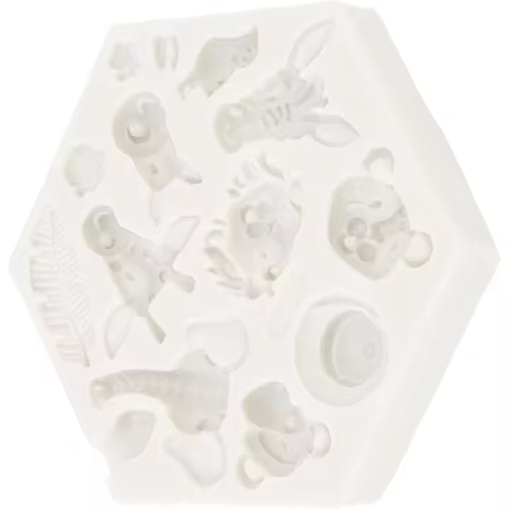 Molde de silicona, lindo molde para pastel de animales de safari en la jungla, molde flexible para hornear, fácil de desmoldar, decoración de pasteles para fondant, pastel, chocolate, bricolaje (95 - 1