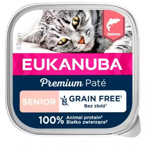 Eukanuba Senior Grain Free Paté Salmón Gato 16 X 85 Gr - 1