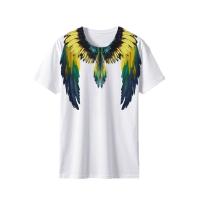 Camiseta De Hombros Con Gradiente Para Parejas Estilo Americano Para Hombres Y Mujeres Con Impresión 3D En Mangas Cortas. Adecuada Para Todas Las Estaciones. Material De Poliéster. Talla Verdadera. - details 5