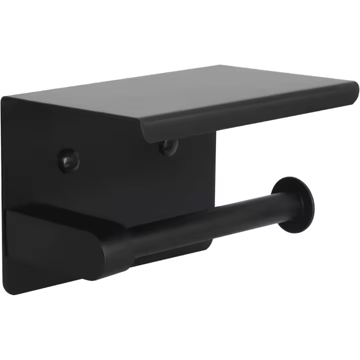 Soporte de papel higiénico adhesivo con estante Soporte de rollo de papel higiénico montado en la pared sin perforación Acero inoxidable SUS 304 para inodoro WC - 1