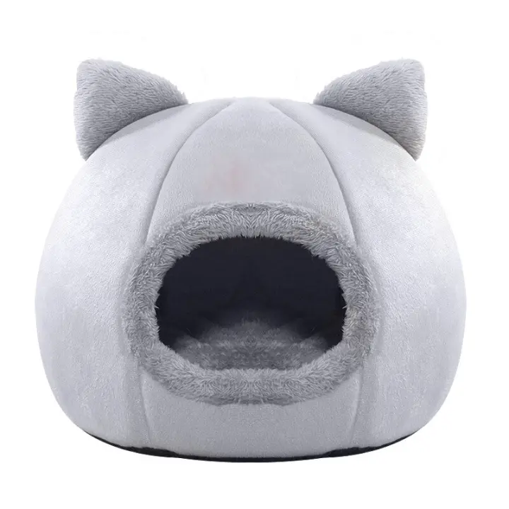Cama Para Gato Cueva Lavable Cama Para Mascotas Plegable Con Removible Medio Calor Para Gatos Pequeños Y Perros Pequeños - 1