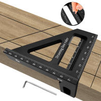 Regla De Triángulo De Miter De Aluminio Para Carpintería Precision Agujero Scribe Rectángulo Protractor De 45/90 Grados Para Madera - details 1