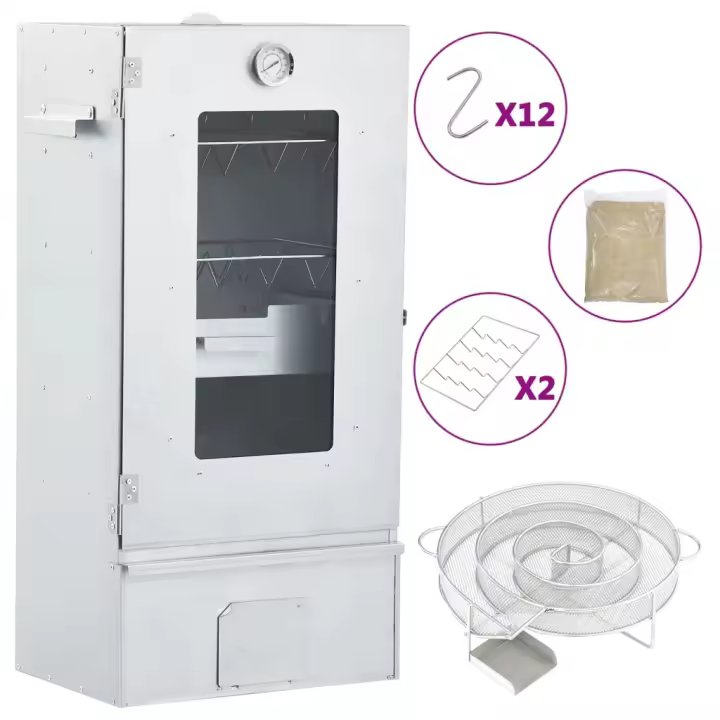 vidaXL Horno ahumador de BBQ con generador humo frío acero galvanizado - 1
