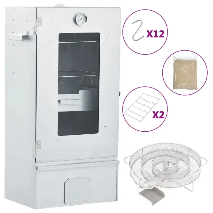 vidaXL Horno ahumador de BBQ con generador humo frío acero galvanizado - 1