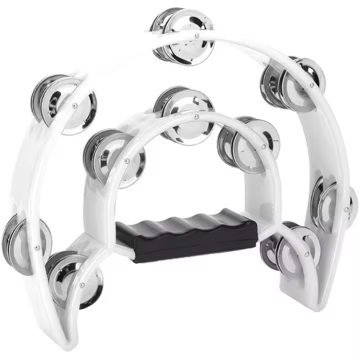 ROCKSTAR MUSIC - Pandereta Media Luna de Mano HMT01 Doble Fila con Jingles de Metal, para Adultos - 1