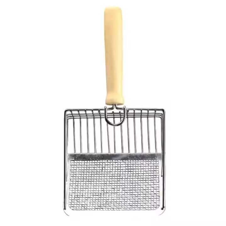 Shovel Para Basura De Gato De Acero Inoxidable Con Mango De Madera Fácil De Lavar Resistente Al Rusticidad Herramienta Para Limpieza Del Toilete De Gato - 1