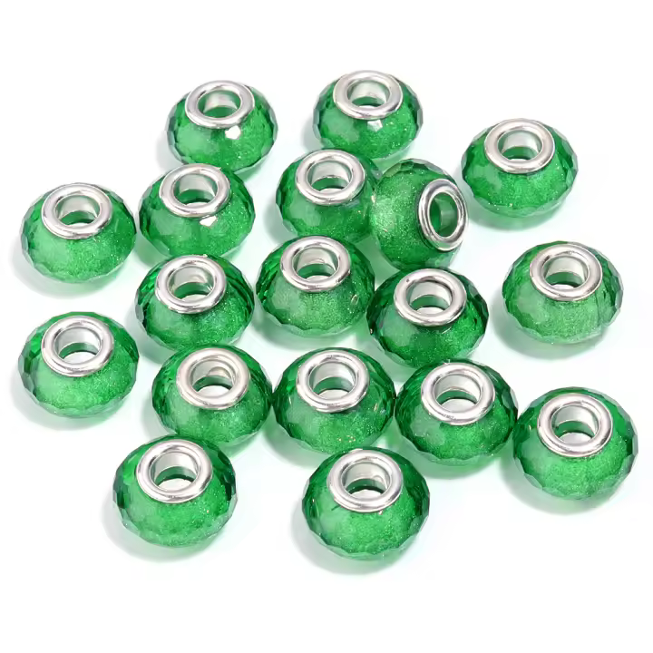 Lote De 20 Piezas De Cuentas De Resina Facetadas 14mm Con Agujero Grande Para Joyería DIY Pulseras Collares Encantos Accesorios - 1