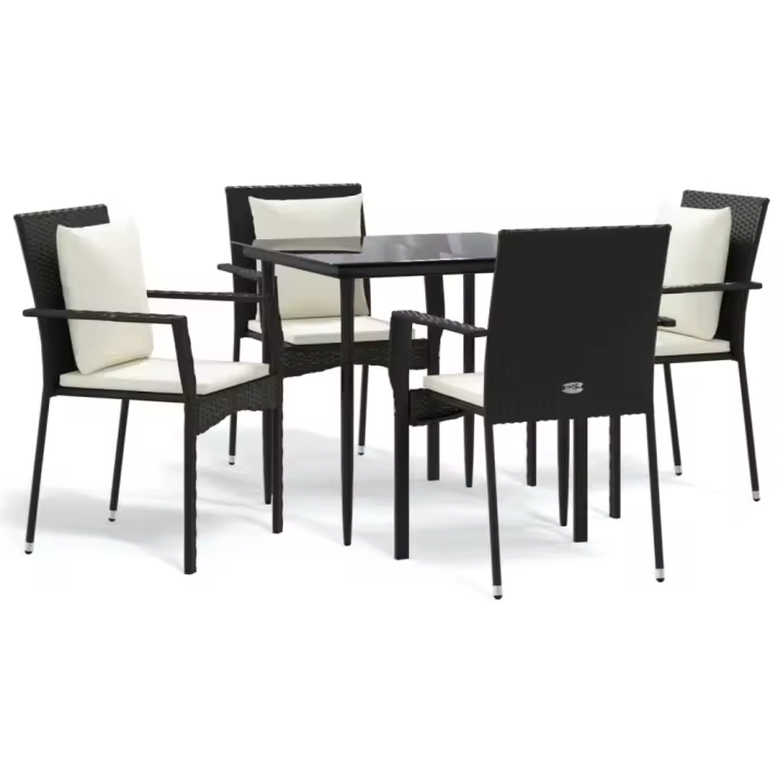vidaXL Set de muebles jardín 5 pzas con cojines ratán sintético negro - 1
