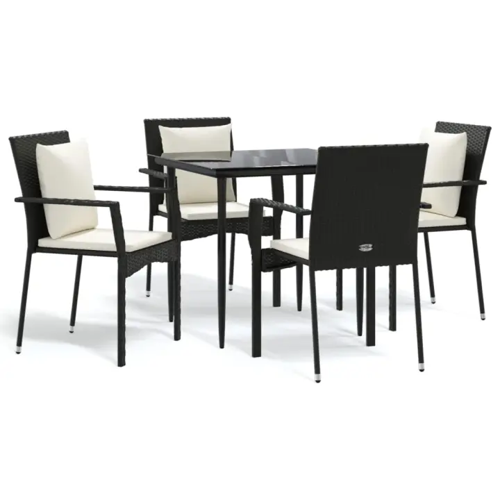 vidaXL Set de muebles jardín 5 pzas con cojines ratán sintético negro - 1