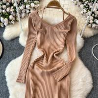 Vestido Largo De Mujer Con Cuello En V Y Manga Larga Blanco Elegante Con Cierre De Lazos Estilo Callejero Alta Moda Para Otoño Y Playa - details 28