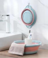 Cubeta Plegable Portátil Para Lavado De Rostro Y Viajes Ecológica Y Duradera Ahorradora De Espacio En Plástico Azul Rosa Verde - details 1
