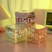 Caja De Tulipes Románticas Hecha a Mano Con LED Luz Nocturna DIY Decoración De Mesa Para Dormitorio Y Sala De Estar Material PVC Estilo Clásico Postermoderno - details 2