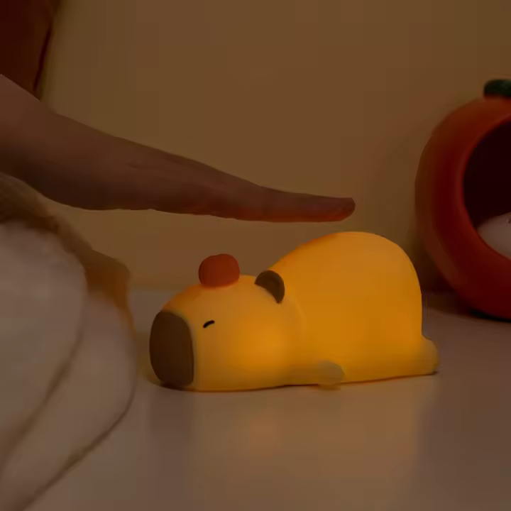 Lámpara Nocturna Capybara Recargable Con Alarma Digital Luz De Mesa Para Regalo Lámpara Táctil Con Función Snooze Forma Animal ABS LED - 1