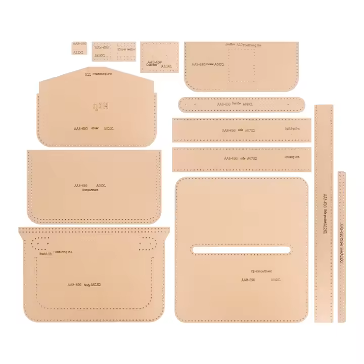 Set Retro De Monedero Para Hombre Con Bolsa De Almacenamiento Multifuncional Plantilla De Papel Kraft Para Manualidades De Cuero DIY - 1